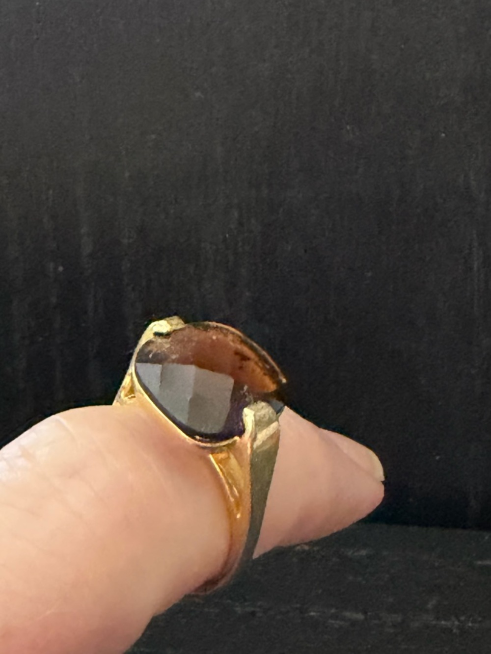 Gold and silver tone Ring with Smoky Brown Gemstone fashion - Picture 4 of 4